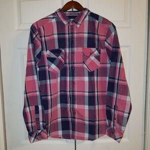Iron Man Multi Color Plaid Button Up